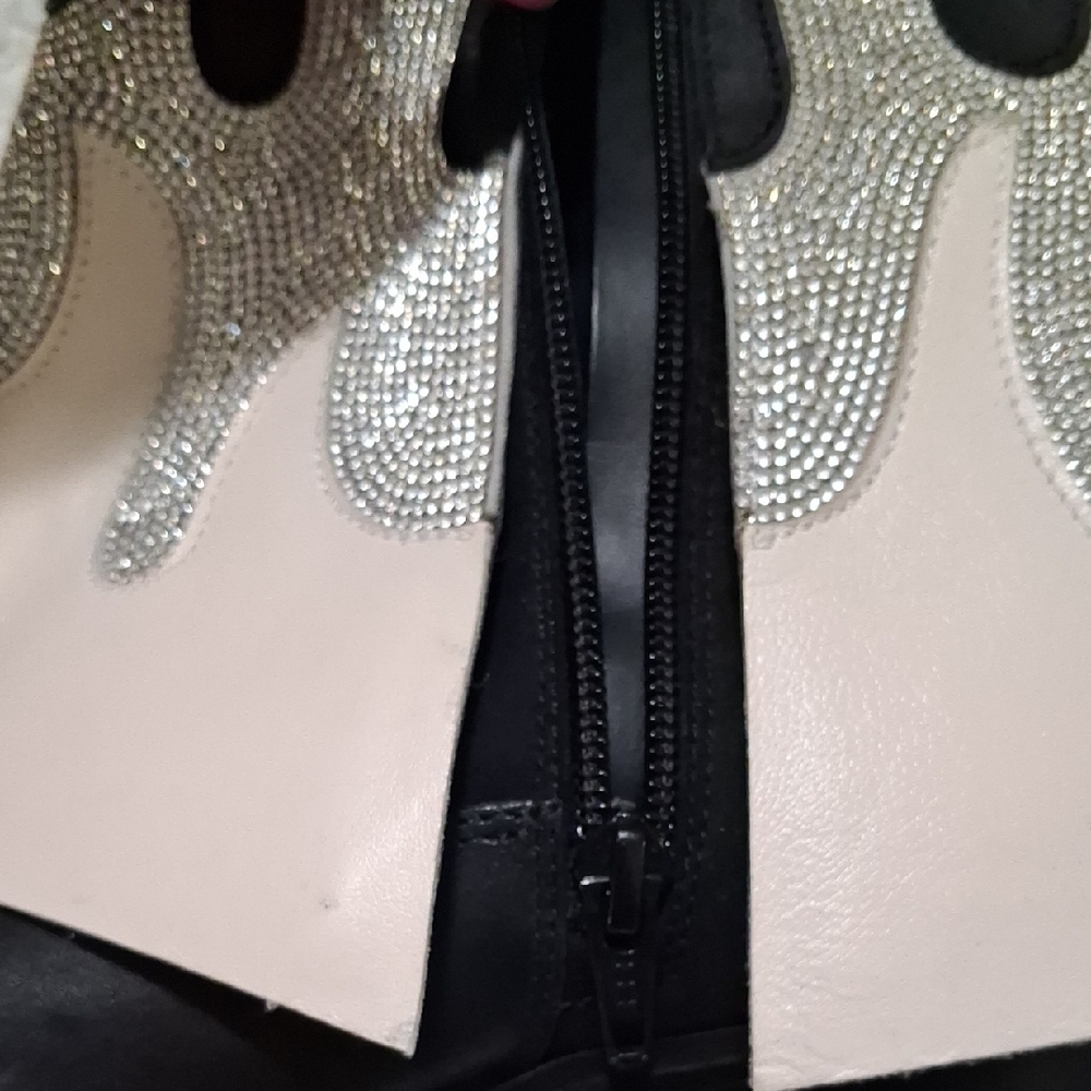 Gianni Bini Black and White Flame Heeled Boots - Picture 3 of 11